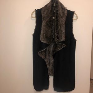 Neiman Marcus Faux Fur Black and Brown Vest women